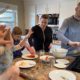 Skinny pancakes at family brunch